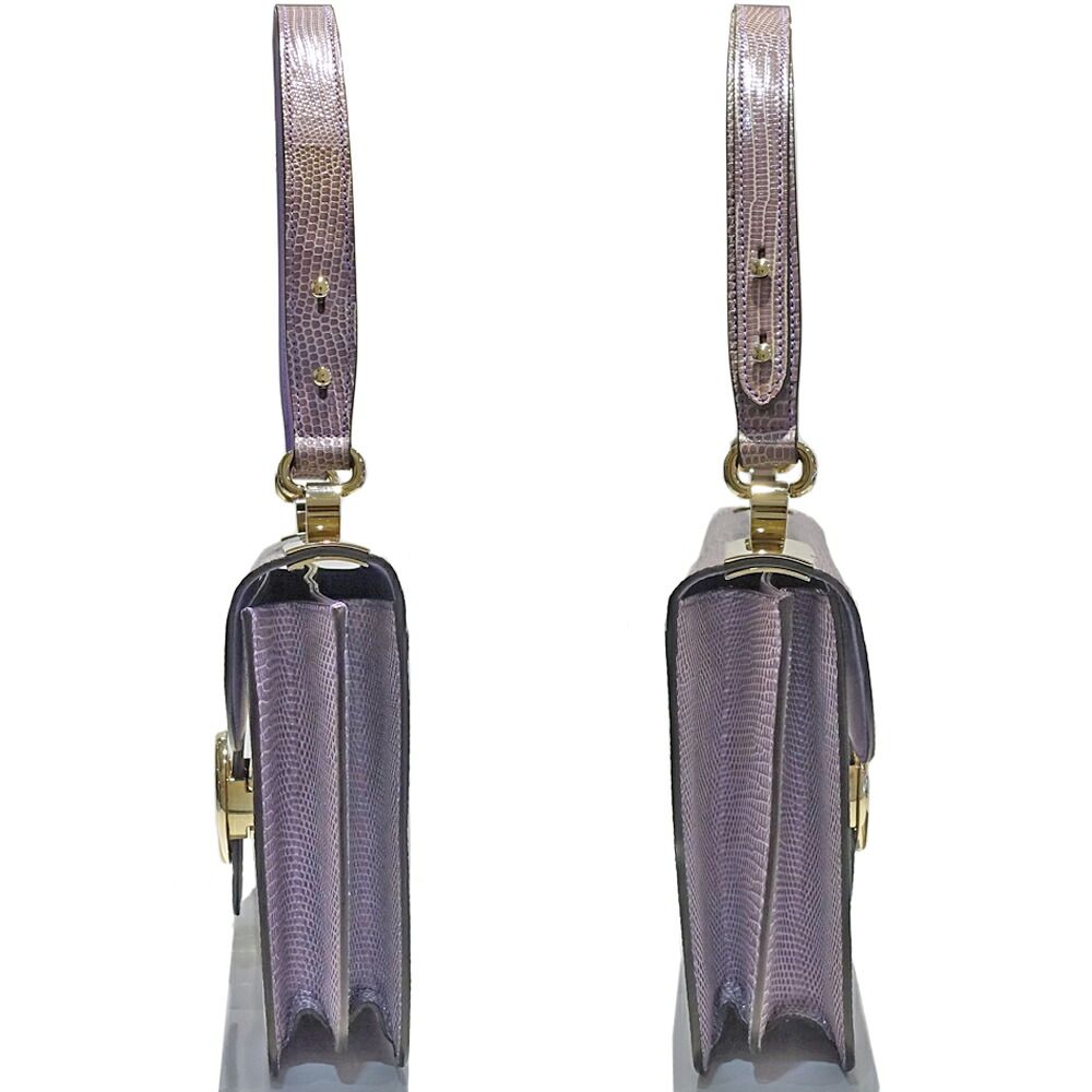 Gucci Interlocking G Shoulder Bag Lizard Purple Gold Mirror — view 3