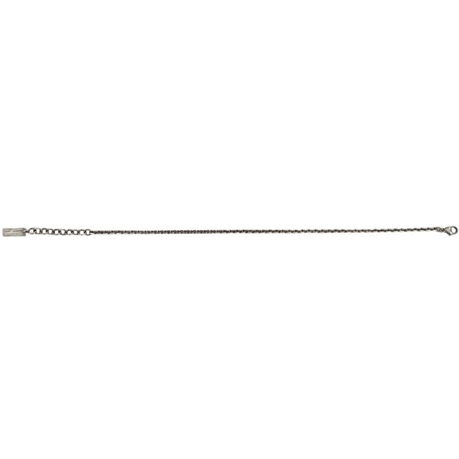 Saint Laurent Paris Bracelet Chain Logo Plate Metal Silver YSL — view 2