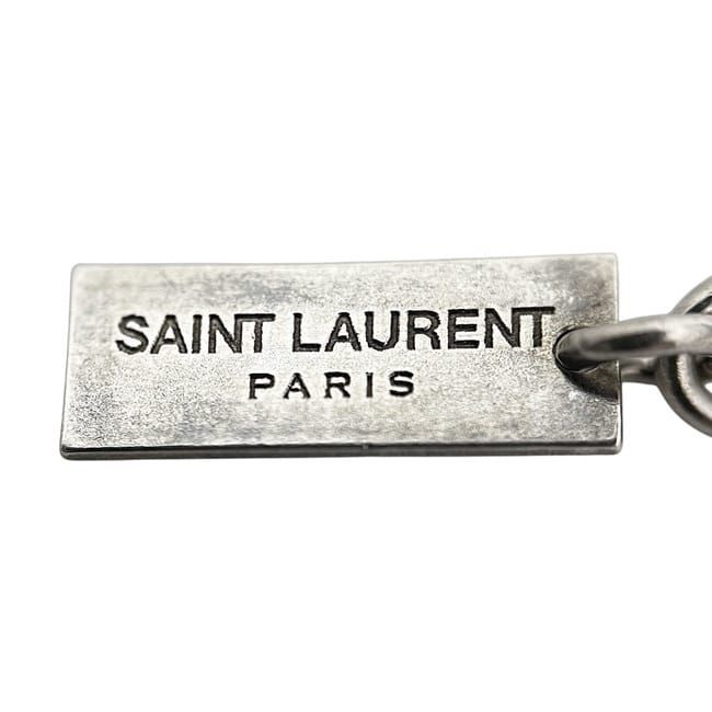 Saint Laurent Paris Bracelet Chain Logo Plate Metal Silver YSL — view 6