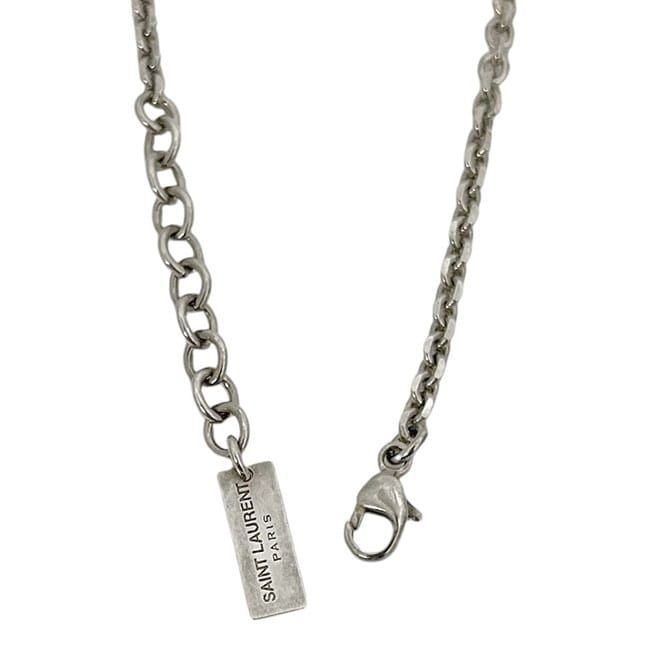 Saint Laurent Paris Bracelet Chain Logo Plate Metal Silver YSL — view 4