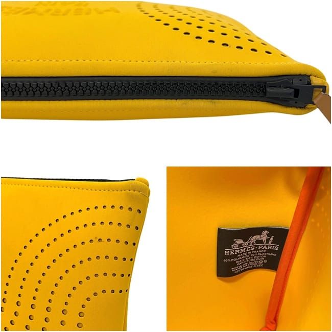 Hermes Pouch Neobain MM Case Polyester Yellow Perforated Logo — view 3