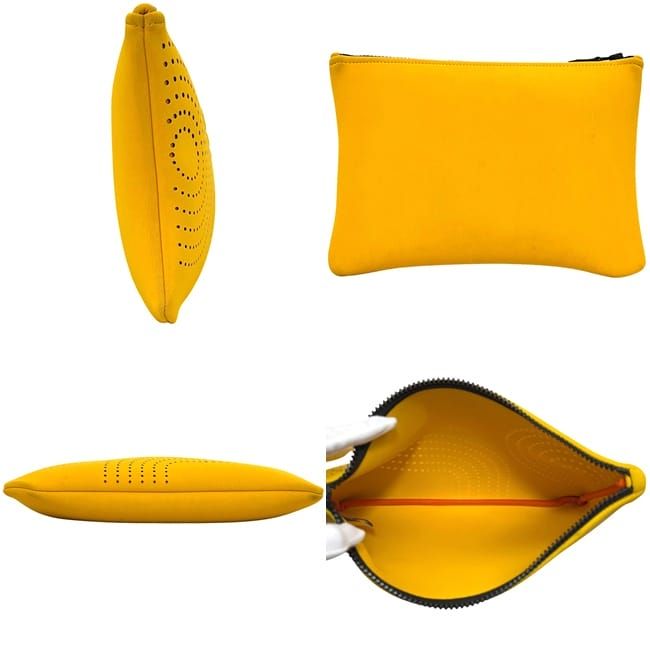 Hermes Pouch Neobain MM Case Polyester Yellow Perforated Logo — view 2