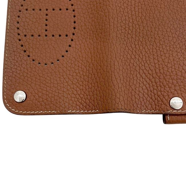 Hermes Pouch Etui Cartes GM Case Leather Brown Perforated Logo — view 7