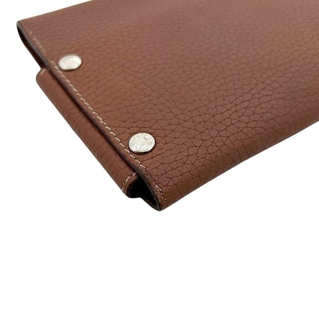 Hermes Pouch Etui Cartes GM Case Leather Brown Perforated Logo — view 6