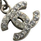 Chanel Necklace CC Logo Metal Rhinestone Silver Vintage — view 7