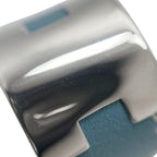 Hermes Lurie Ring M Leather Metal Blue Silver — view 7