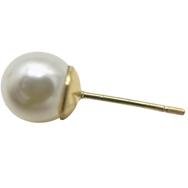 Dior Logo Earrings Faux Pearl CD Metal Gold — view 5