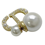 Dior Logo Earrings Faux Pearl CD Metal Gold — view 4