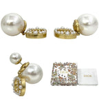 Dior Logo Earrings Faux Pearl CD Metal Gold — view 3