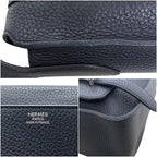 Hermes Shoulder Bag Steve Caporal 27 Leather Taurillon Clemence Navy Blue Mini — view 6
