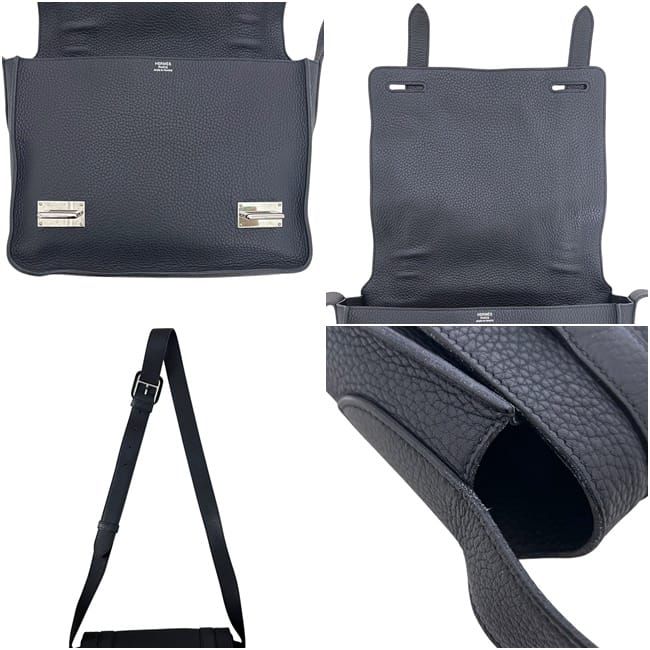 Hermes Shoulder Bag Steve Caporal 27 Leather Taurillon Clemence Navy Blue Mini — view 5