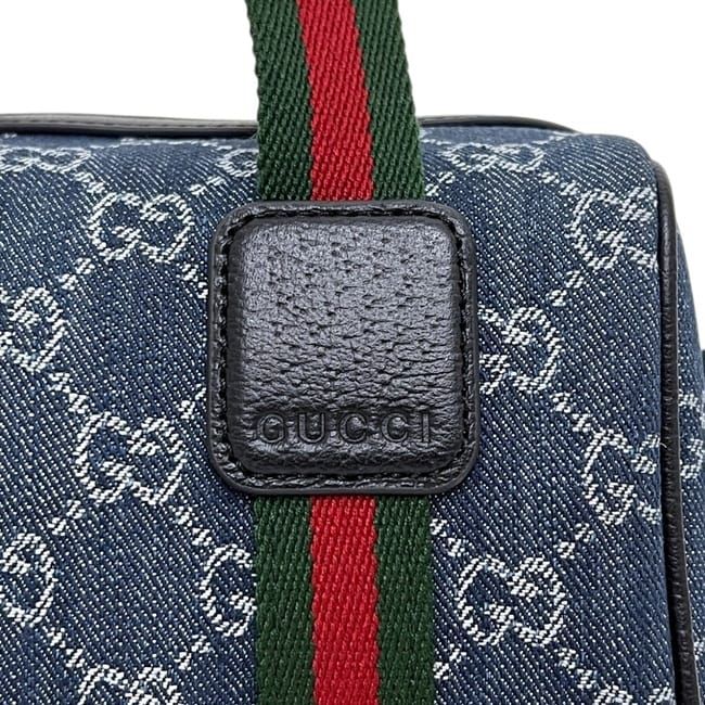 Gucci Mini Boston Bag GG Denim Sherry Ophidia Blue — view 8