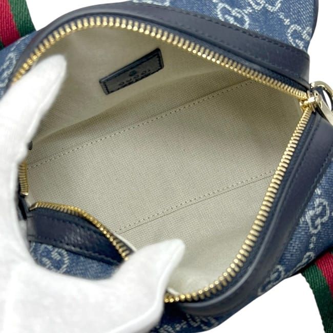 Gucci Mini Boston Bag GG Denim Sherry Ophidia Blue — view 3