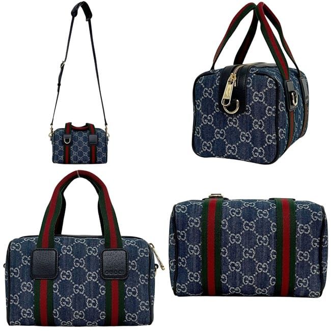 Gucci Mini Boston Bag GG Denim Sherry Ophidia Blue — view 2