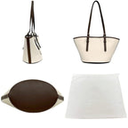 Gucci Tote Bag Small Horsebit Logo Print Canvas Leather Natural Brown White — view 2