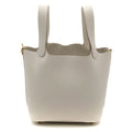 Hermes Picotin Lock PM Taurillon Clemence Pearl Gray Gold Handbag