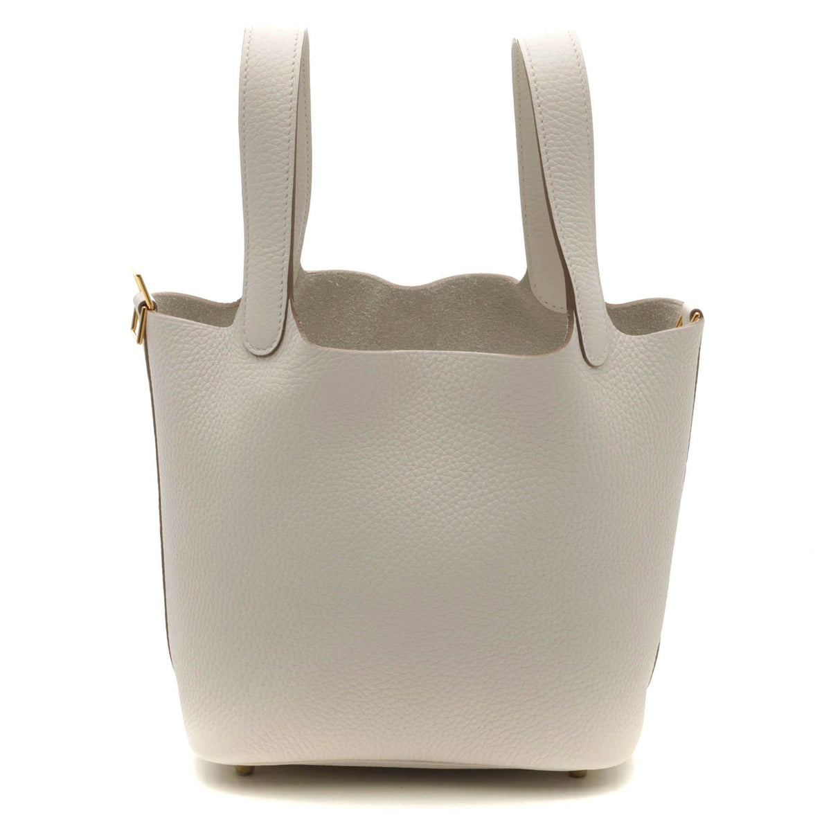 Hermes Picotin Lock PM Taurillon Clemence Pearl Gray Gold Handbag