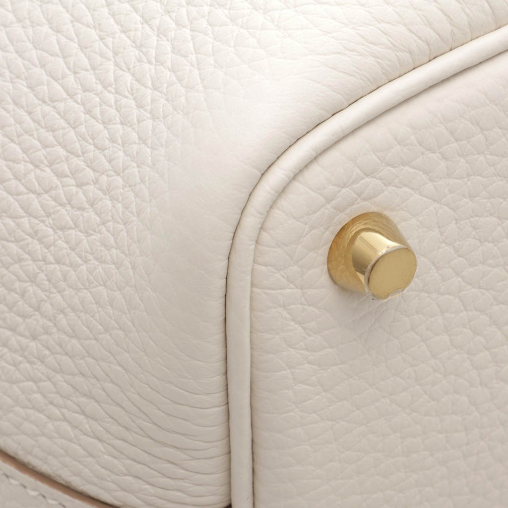 Hermes Picotin Lock PM Taurillon Clemence Pearl Gray Gold Handbag — view 5