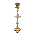 Louis Vuitton Earrings Pandant Monogram Flower LV Logo Pearl Gold — view 2
