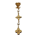 Louis Vuitton Earrings Pandant Monogram Flower LV Logo Pearl Gold — view 7