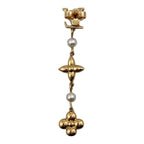 Louis Vuitton Earrings Pandant Monogram Flower LV Logo Pearl Gold — view 3