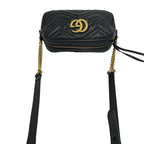 Gucci GG Marmont Logo Quilted Leather Shoulder Bag Pochette Black — view 4