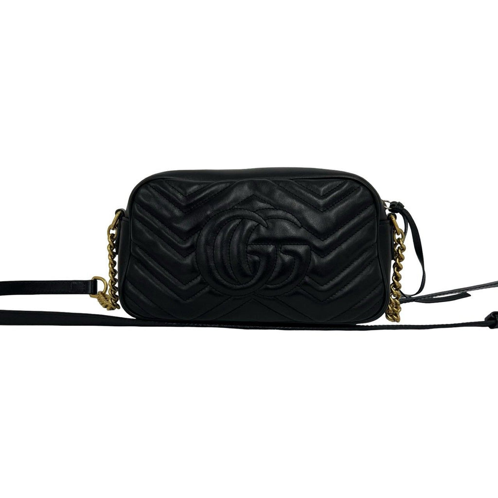 Gucci GG Marmont Logo Quilted Leather Shoulder Bag Pochette Black — view 3