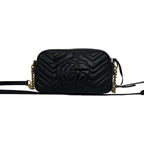 Gucci GG Marmont Logo Quilted Leather Shoulder Bag Pochette Black — view 3