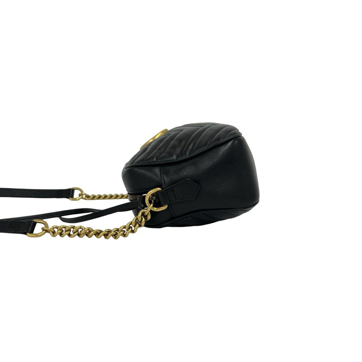 Gucci GG Marmont Logo Quilted Leather Shoulder Bag Pochette Black — view 5