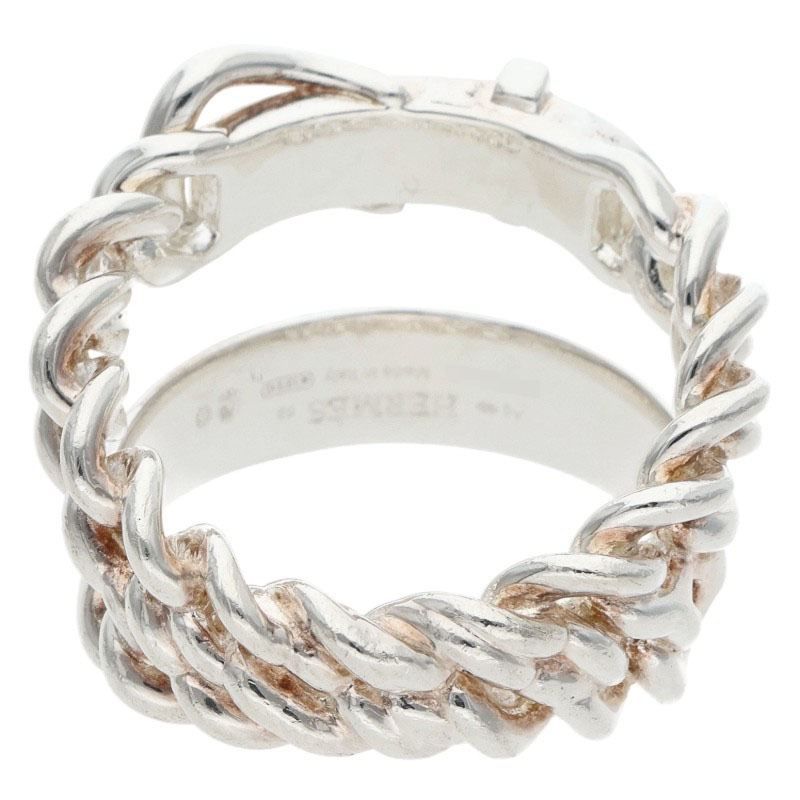 Hermes Boucles Sellier Inflexible Silver Ring — view 2