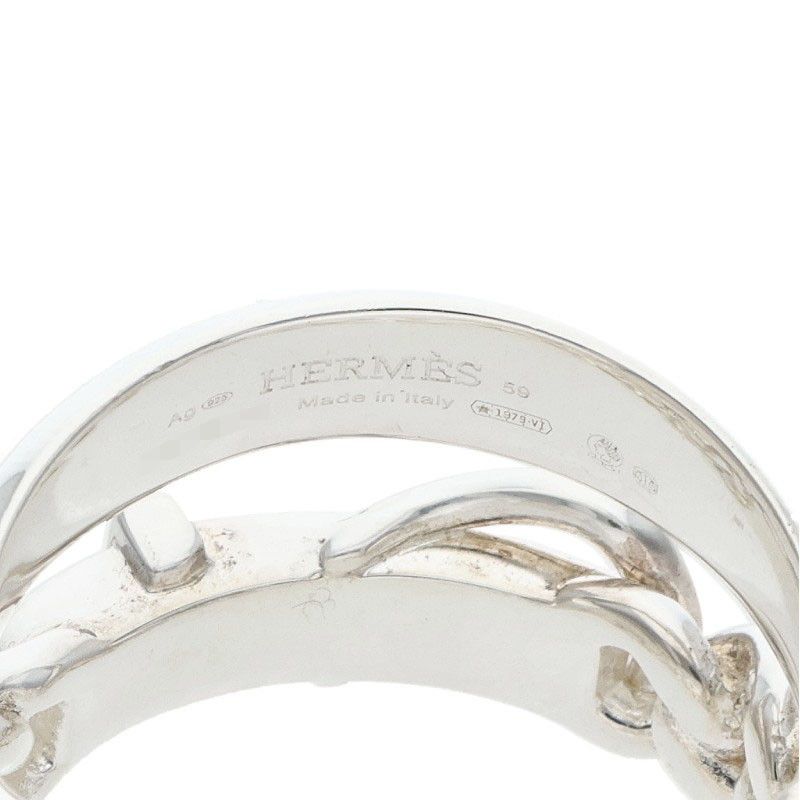 Hermes Boucles Sellier Inflexible Silver Ring — view 3