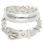 Hermes Boucles Sellier Inflexible Silver Ring