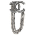 Chanel with Chain CC Logo Light Stone Brooch