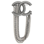 Chanel with Chain CC Logo Light Stone Brooch