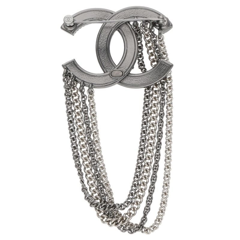 Chanel with Chain CC Logo Light Stone Brooch — view 2