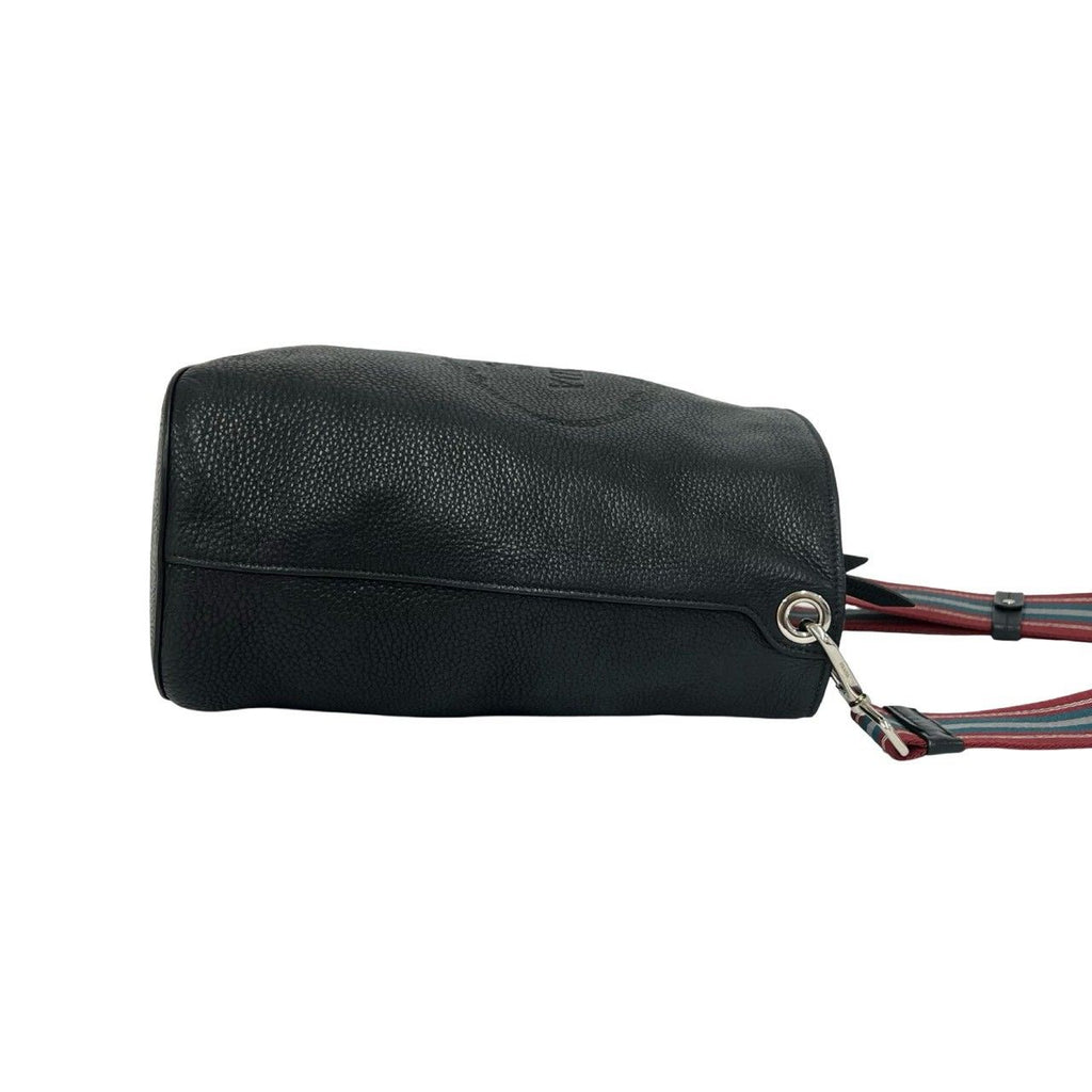 Prada Logo Embossed Leather Shoulder Bag Cross Black — view 6