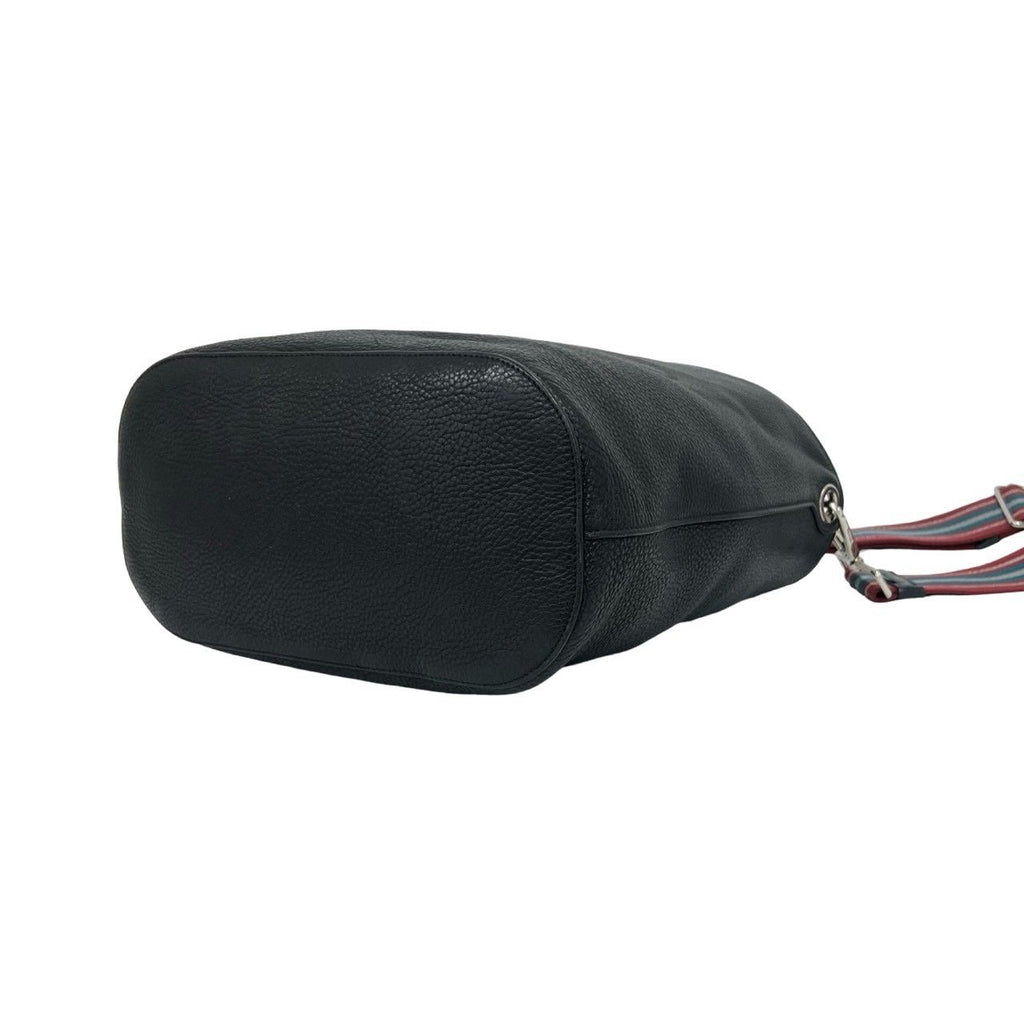 Prada Logo Embossed Leather Shoulder Bag Cross Black — view 8