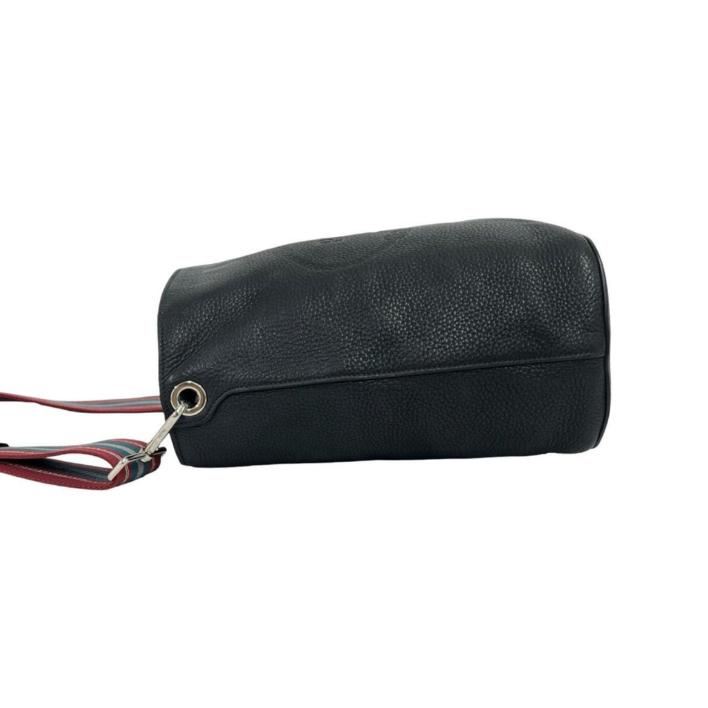 Prada Logo Embossed Leather Shoulder Bag Cross Black — view 5