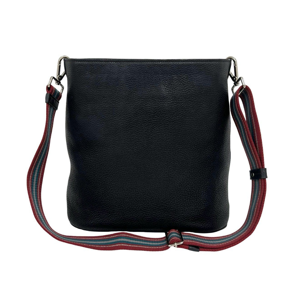 Prada Logo Embossed Leather Shoulder Bag Cross Black — view 3