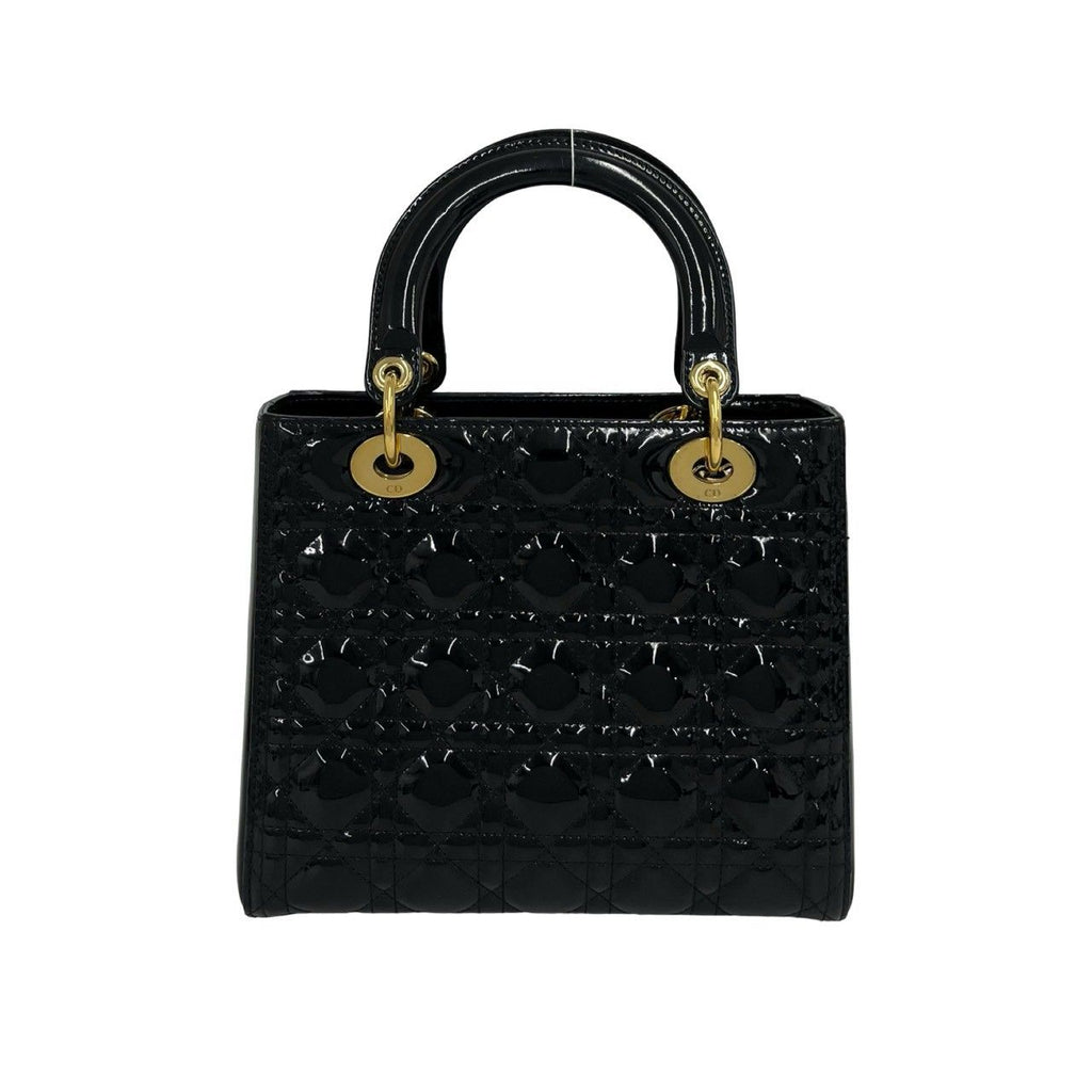 Dior Lady Patent Leather 2-Way Shoulder Bag Black — view 3