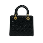 Dior Lady Patent Leather 2-Way Shoulder Bag Black — view 3
