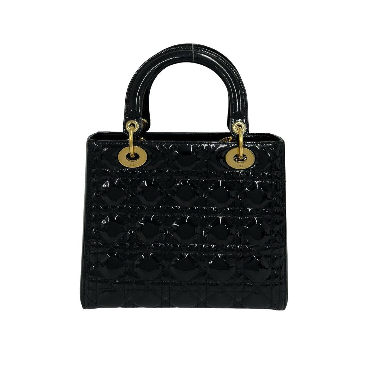 Dior Lady Patent Leather 2-Way Shoulder Bag Black — view 3