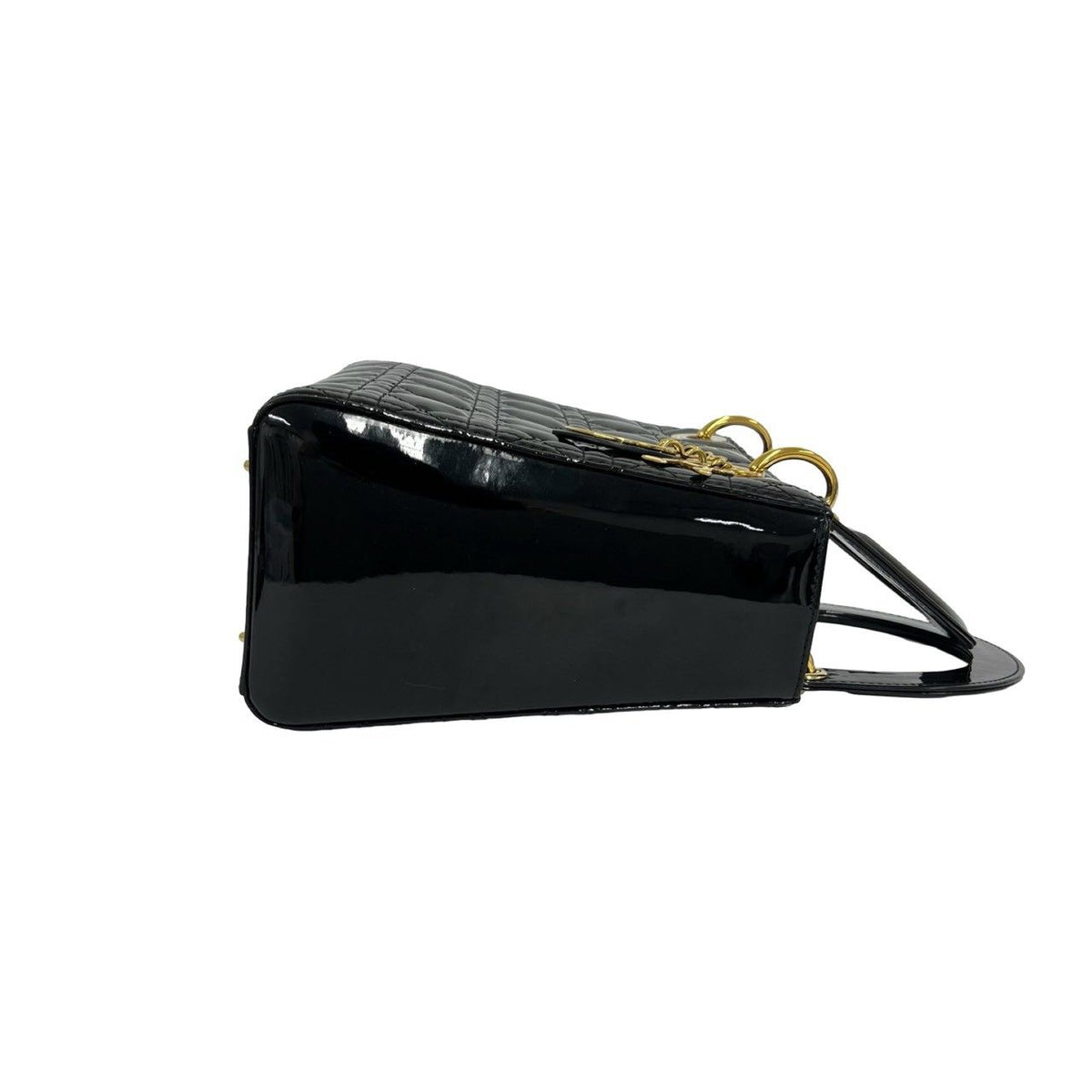 Dior Lady Patent Leather 2-Way Shoulder Bag Black — view 6
