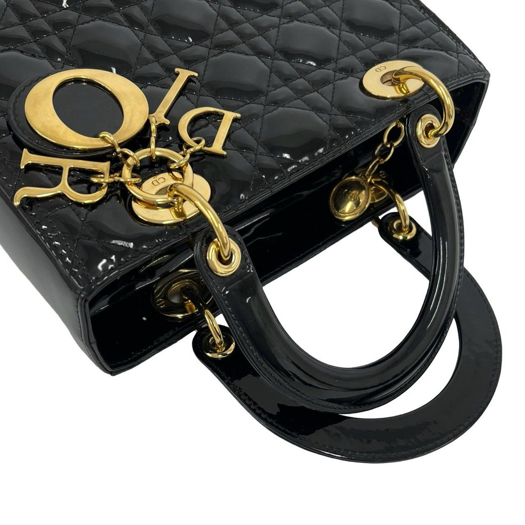Dior Lady Patent Leather 2-Way Shoulder Bag Black — view 4