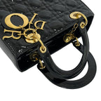 Dior Lady Patent Leather 2-Way Shoulder Bag Black — view 4