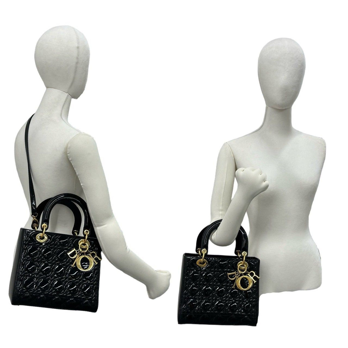 Dior Lady Patent Leather 2-Way Shoulder Bag Black — view 2