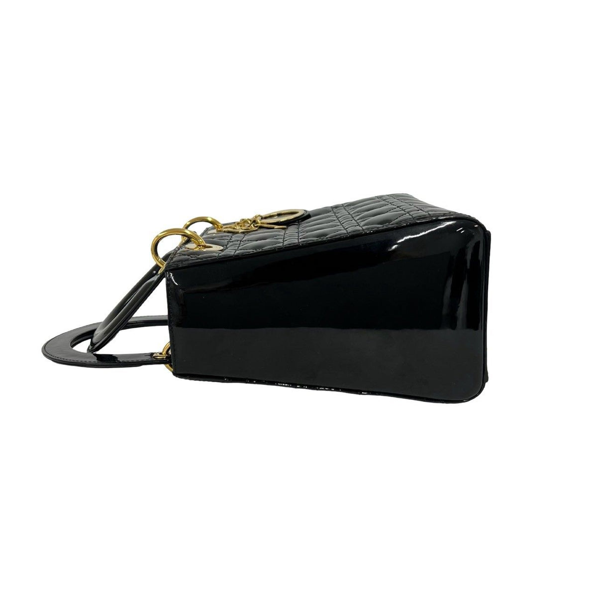 Dior Lady Patent Leather 2-Way Shoulder Bag Black — view 5