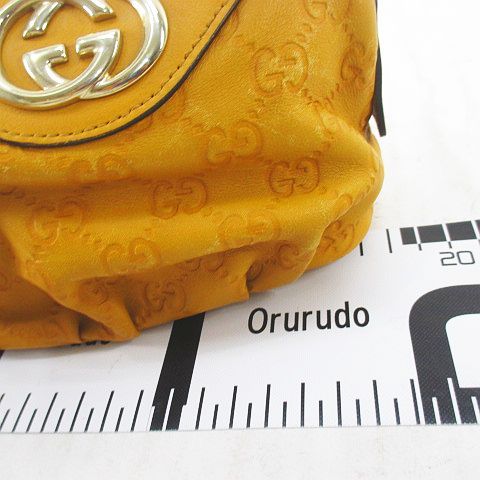 Gucci Interlocking G Guccissima Embossed Leather Pouch Yellow Gold — view 5