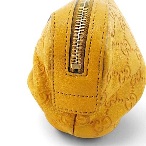 Gucci Interlocking G Guccissima Embossed Leather Pouch Yellow Gold — view 3