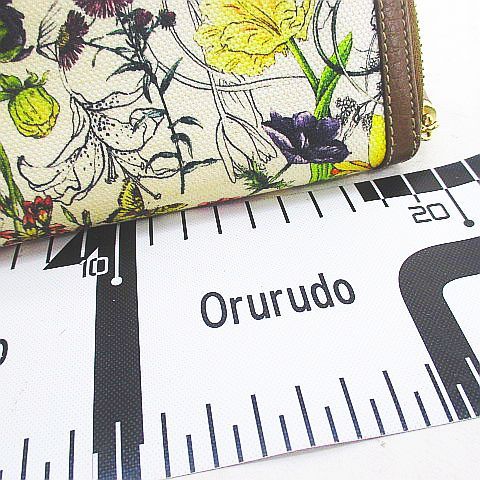 Gucci Bamboo Tassel Flora Zip Around Wallet Multicolor Leather Canvas — view 6